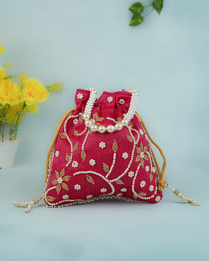 Potli Bag with Beads Work - 9 inch - WBG1951