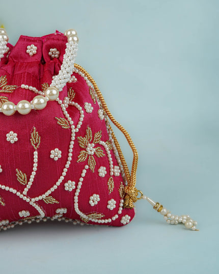 Potli Bag with Beads Work - 9 inch - WBG1951
