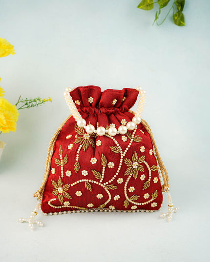 Potli Bag with Beads Work - 9 inch - WBG1951