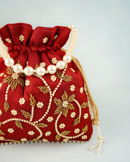 Potli Bag with Beads Work - 9 inch - WBG1951