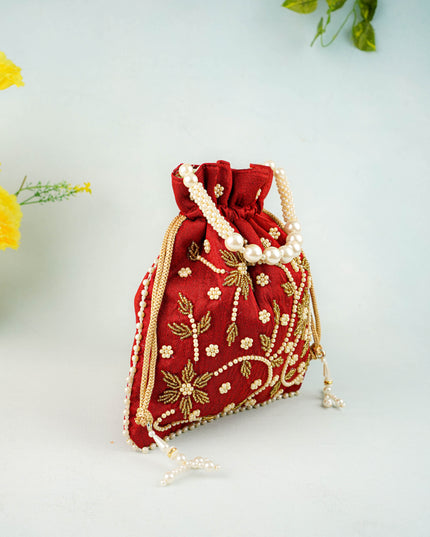 Potli Bag with Beads Work - 9 inch - WBG1951
