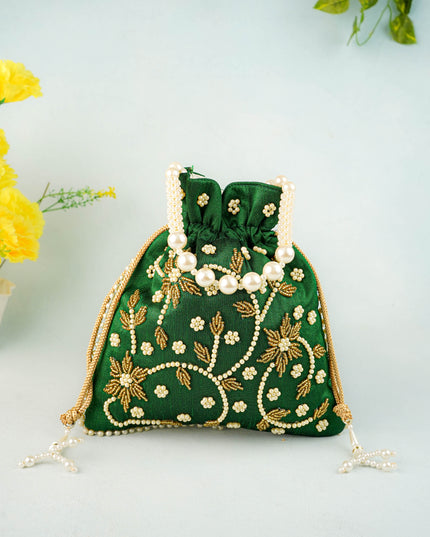 Potli Bag with Beads Work - 9 inch - WBG1951
