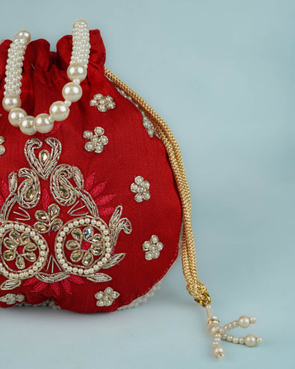 Potli Bag with Embroidery Work - 9 inch - WBG1952