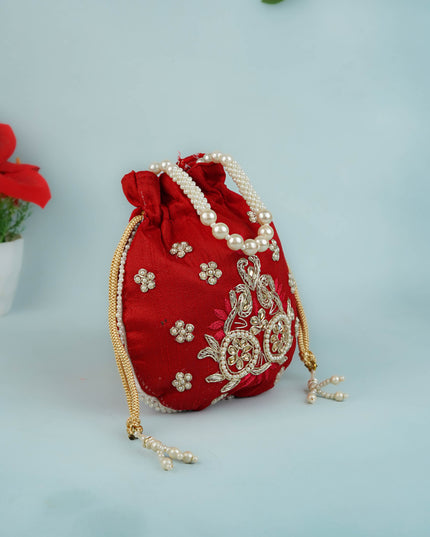 Potli Bag with Embroidery Work - 9 inch - WBG1952