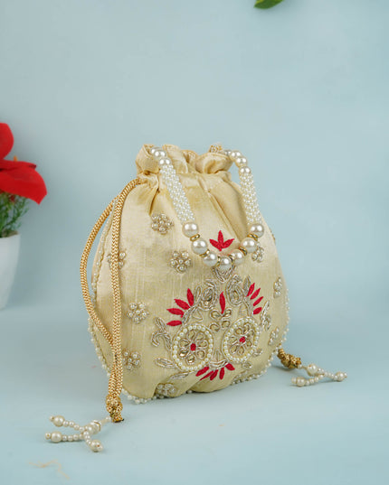 Potli Bag with Embroidery Work - 9 inch - WBG1952