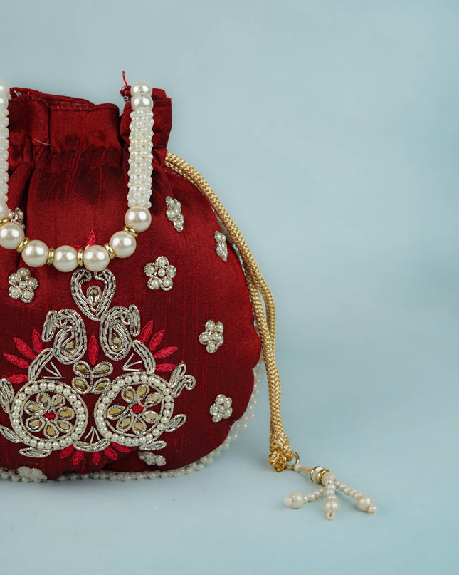 Potli Bag with Embroidery Work - 9 inch - WBG1952