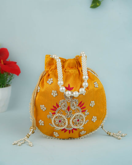 Potli Bag with Embroidery Work - 9 inch - WBG1952