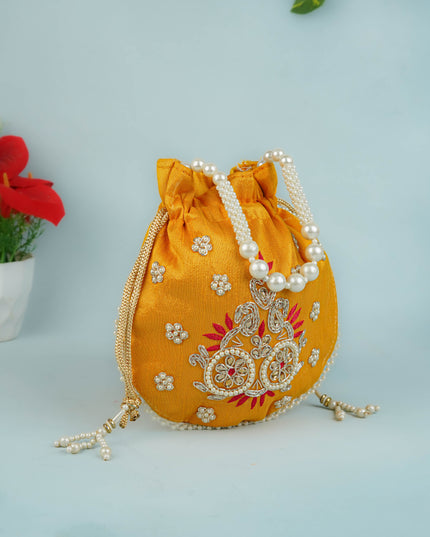 Potli Bag with Embroidery Work - 9 inch - WBG1952