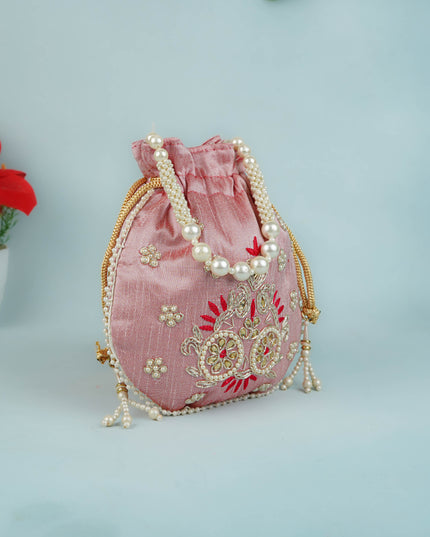 Potli Bag with Embroidery Work - 9 inch - WBG1952