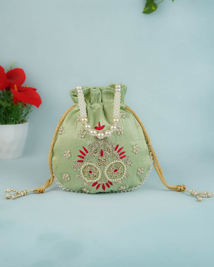 Potli Bag with Embroidery Work - 9 inch - WBG1952