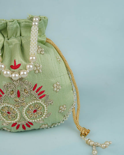 Potli Bag with Embroidery Work - 9 inch - WBG1952