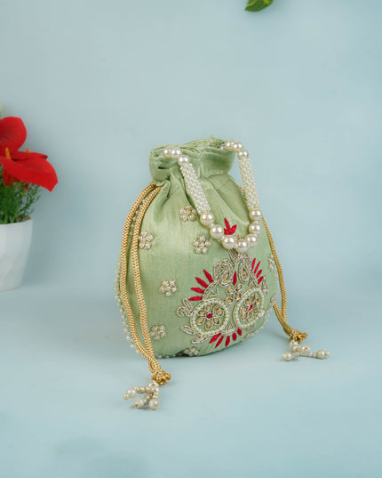 Potli Bag with Embroidery Work - 9 inch - WBG1952
