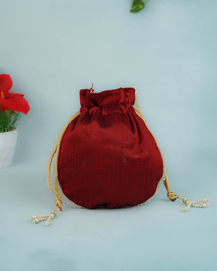 Potli Bag with Embroidery Work - 9 inch - WBG1952