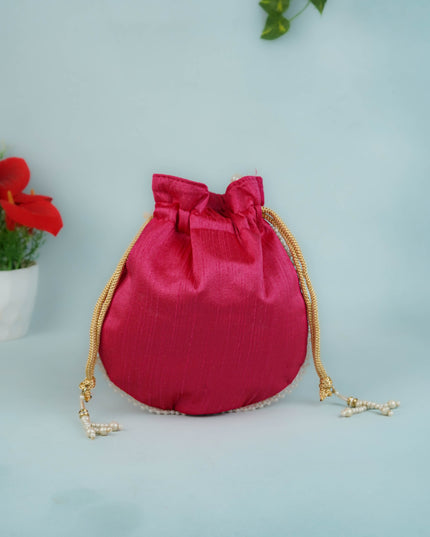 Potli Bag with Embroidery Work - 9 inch - WBG1952