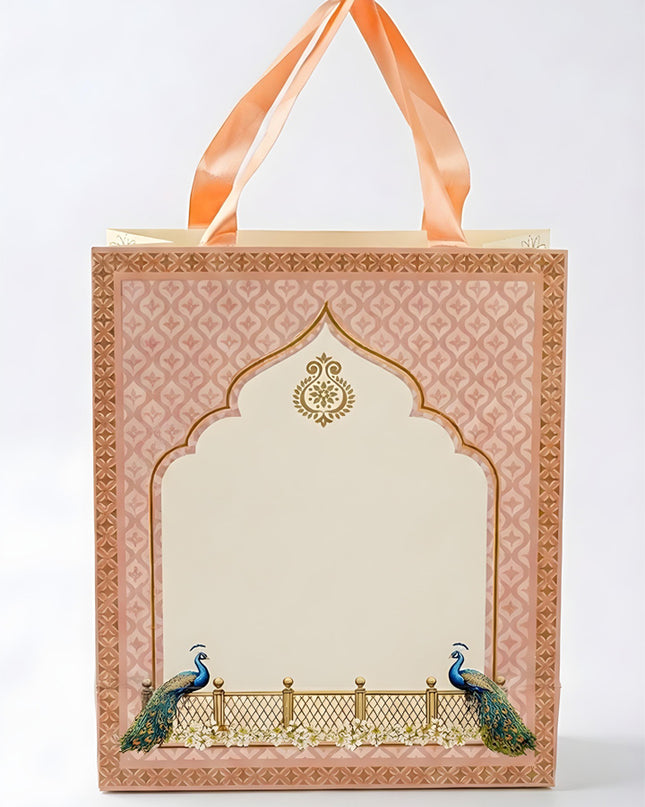 Peacock Design Paper Bag - 13x11 Inch - WBG1982