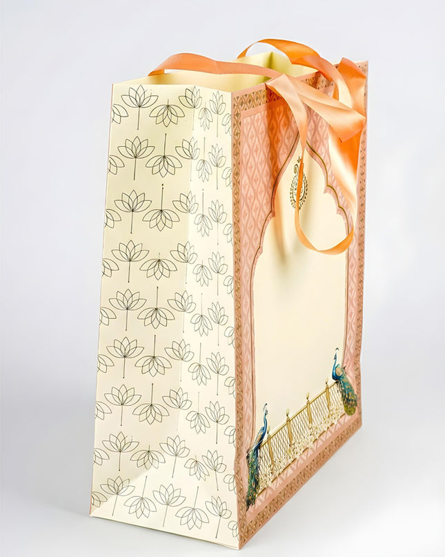 Peacock Design Paper Bag - 13x11 Inch - WBG1982
