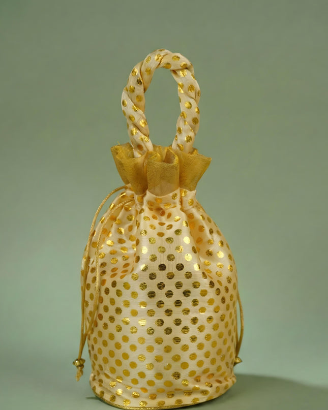 Potli Bag with Polka Dots - 8x7 inch - WBG1986