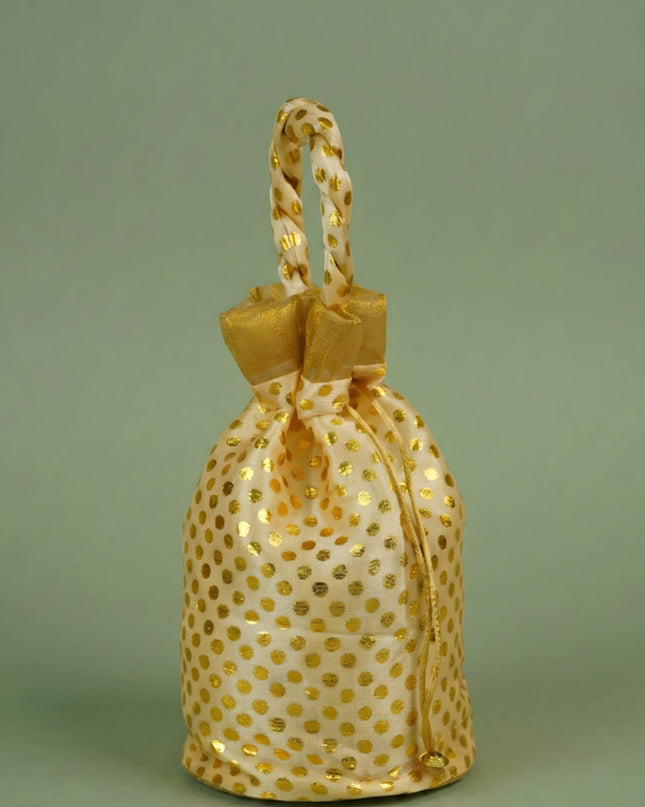 Potli Bag with Polka Dots - 8x7 inch - WBG1986