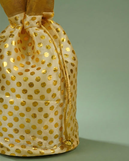 Potli Bag with Polka Dots - 8x7 inch - WBG1986