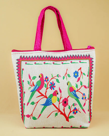 Handbag with Peacock Design - 9 inch - WBG1996