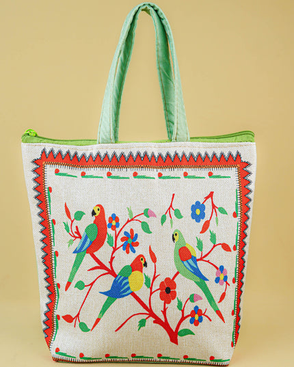 Handbag with Peacock Design - 9 inch - WBG1996