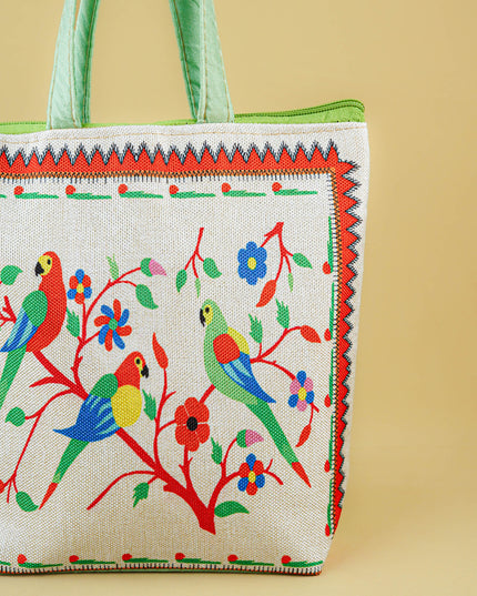 Handbag with Peacock Design - 9 inch - WBG1996