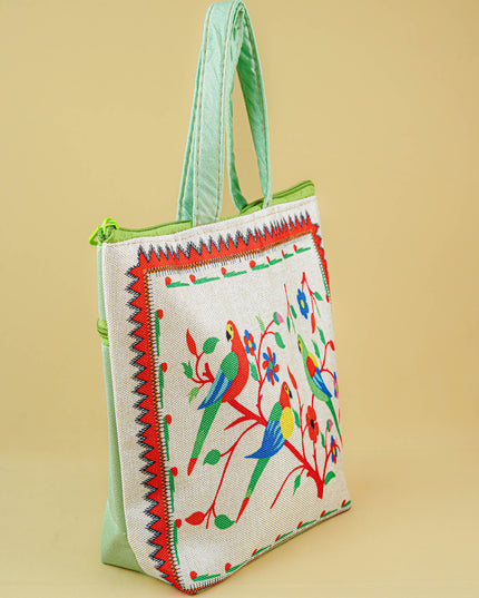 Handbag with Peacock Design - 9 inch - WBG1996