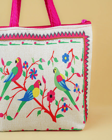 Handbag with Peacock Design - 9 inch - WBG1996