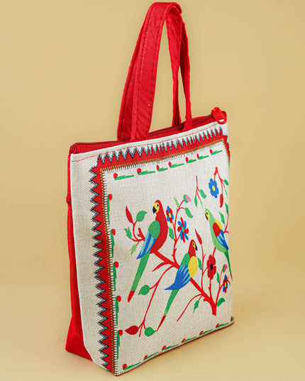 Handbag with Peacock Design - 9 inch - WBG1996