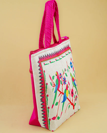 Handbag with Peacock Design - 9 inch - WBG1996