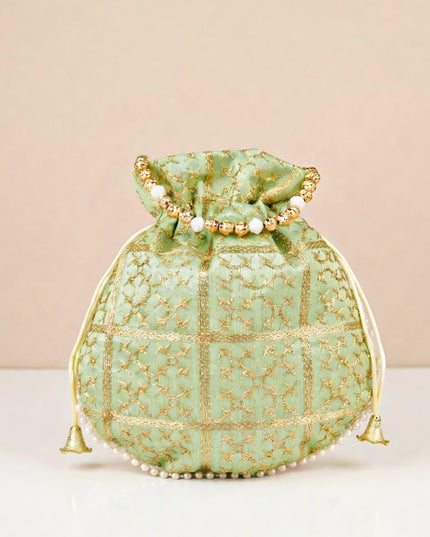 Golden Embroidery Design Potli Bag - WBG2000
