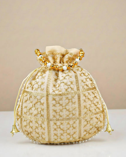 Golden Embroidery Design Potli Bag - WBG2000