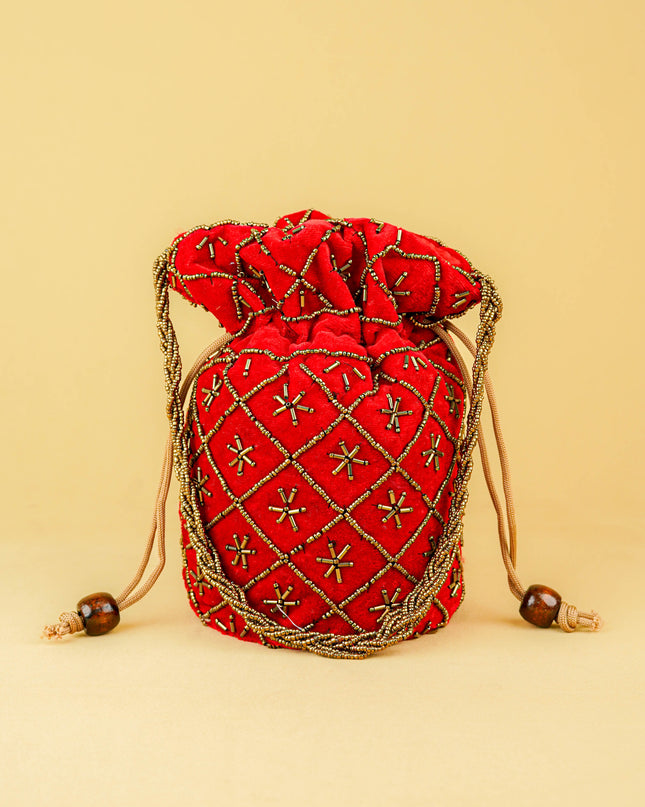 Potli Bag with Chamki Work - 8 inch - WBG2008