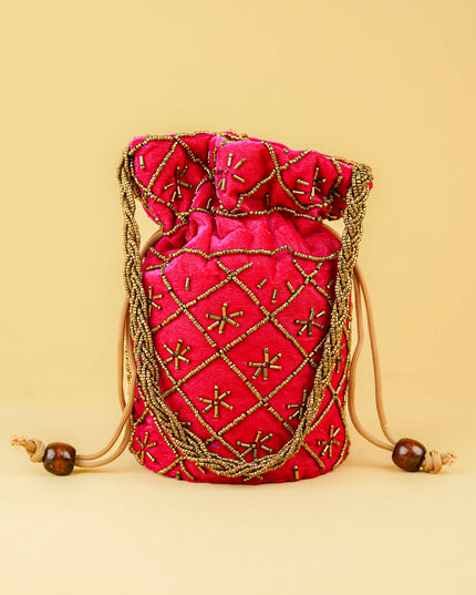 Potli Bag with Chamki Work - 8 inch - WBG2008