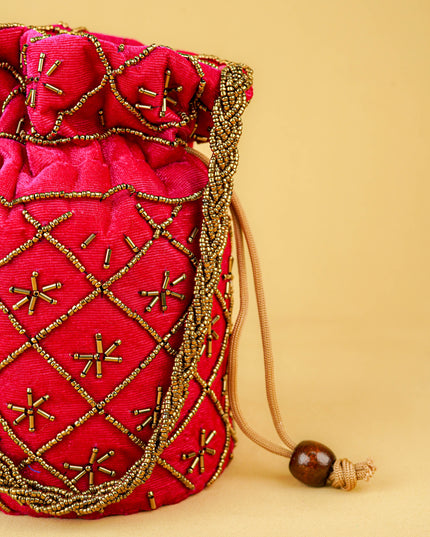 Potli Bag with Chamki Work - 8 inch - WBG2008