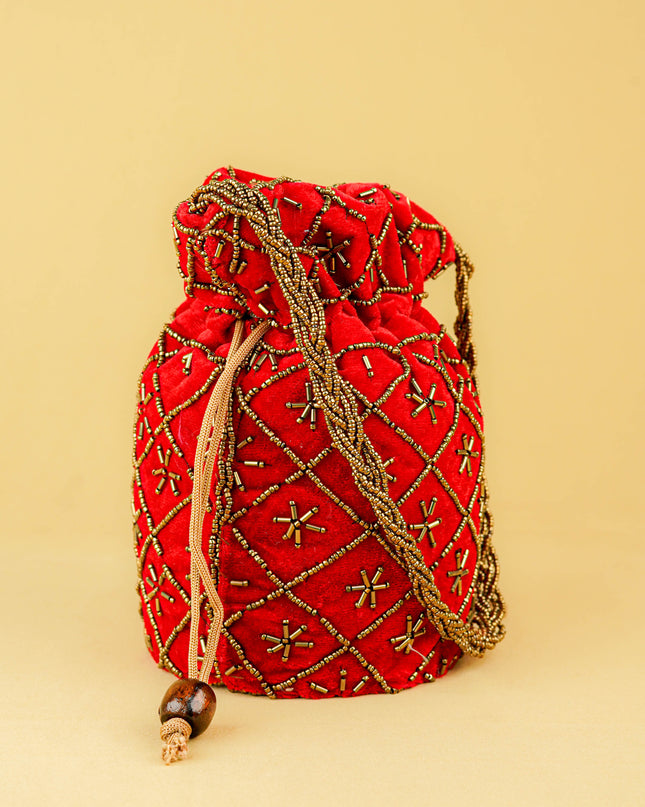 Potli Bag with Chamki Work - 8 inch - WBG2008