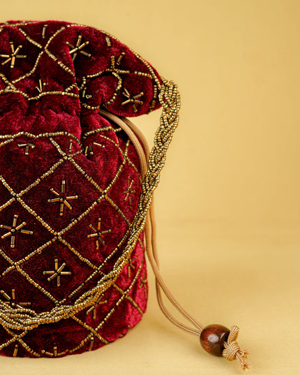 Potli Bag with Chamki Work - 8 inch - WBG2008