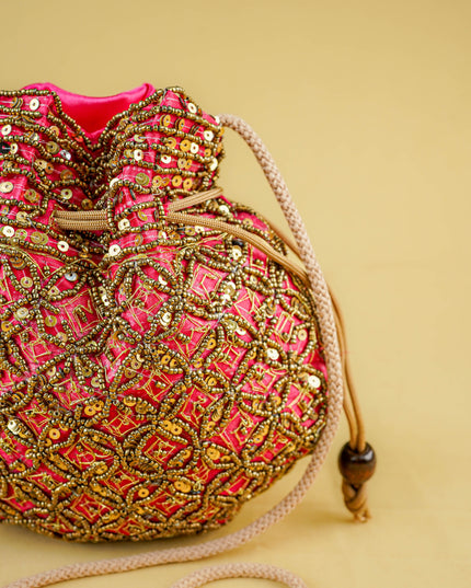 Potli Bag with Chamki Work - 8 inch - WBG2015
