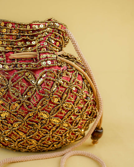 Potli Bag with Chamki Work - 8 inch - WBG2015