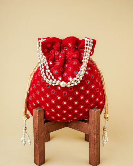 Potli Bag with Mirror Work - 8 inch - WBG2020