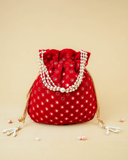 Potli Bag with Mirror Work - 8 inch - WBG2020