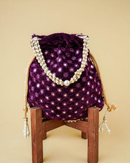 Potli Bag with Mirror Work - 8 inch - WBG2020