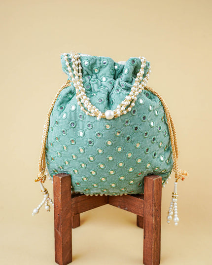 Potli Bag with Mirror Work - 8 inch - WBG2020