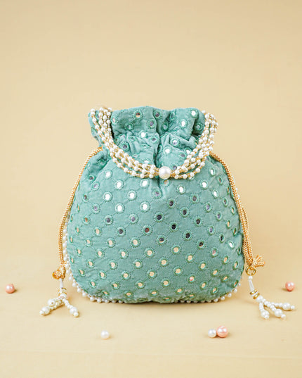 Potli Bag with Mirror Work - 8 inch - WBG2020
