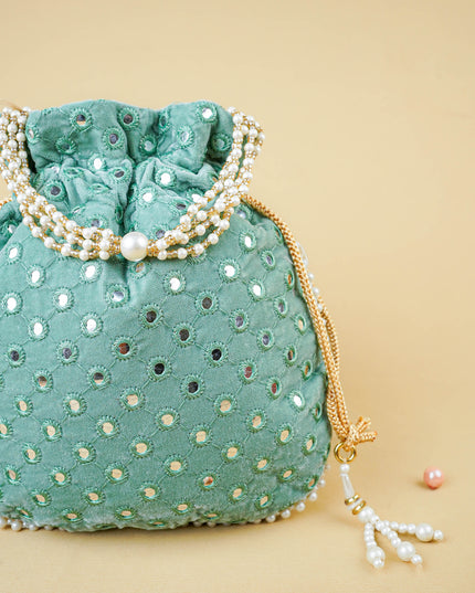 Potli Bag with Mirror Work - 8 inch - WBG2020