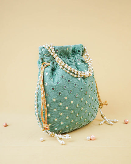 Potli Bag with Mirror Work - 8 inch - WBG2020