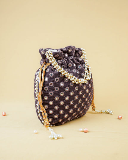 Potli Bag with Mirror Work - 8 inch - WBG2020