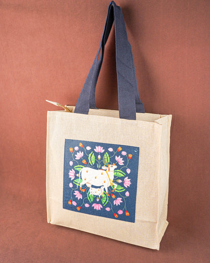 Pichwai Jute Bag - Blue - WBG2024-1