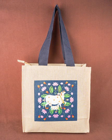Pichwai Jute Bag - Blue - WBG2024-1