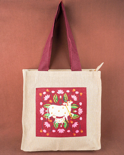 Pichwai Jute Bag - Red - WBG2024-2